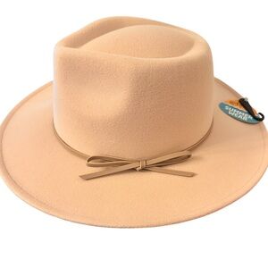 NWT Tan Wide Brim Hat with Bow